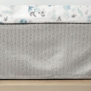 Pottery Barn Baby Amelia Velvet Crib Skirt - Silver and Cream